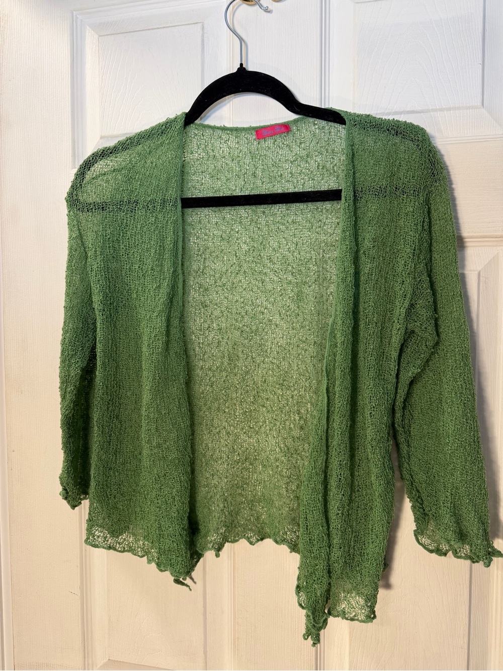 Lightweight Green Open-Front Women's Sweater Cardigan